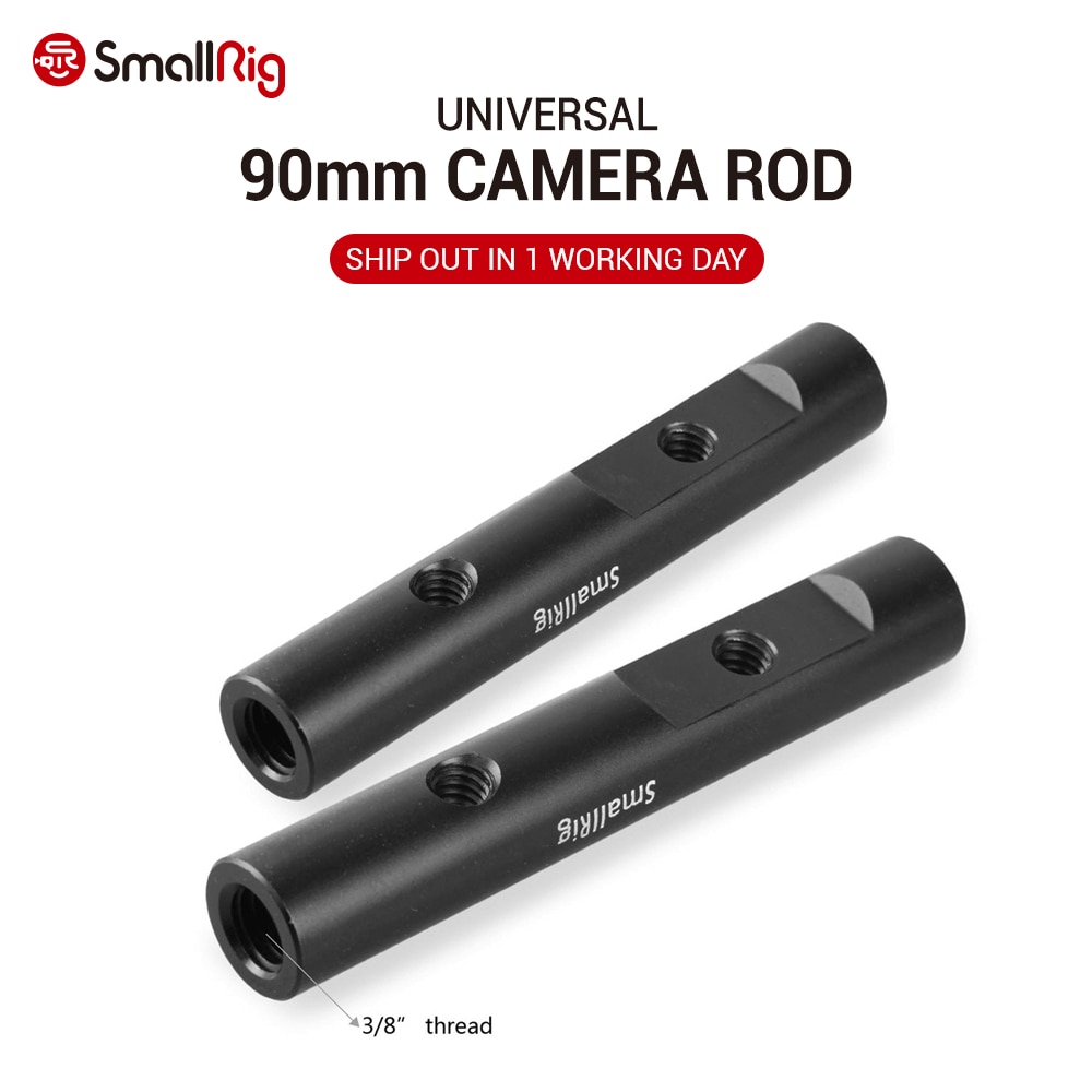 SmallRig Threaded 15mm Rods 90mm Long with 3/8" Female Threads on Both Ends and 1/4" Thread Holes on the Body - 1947