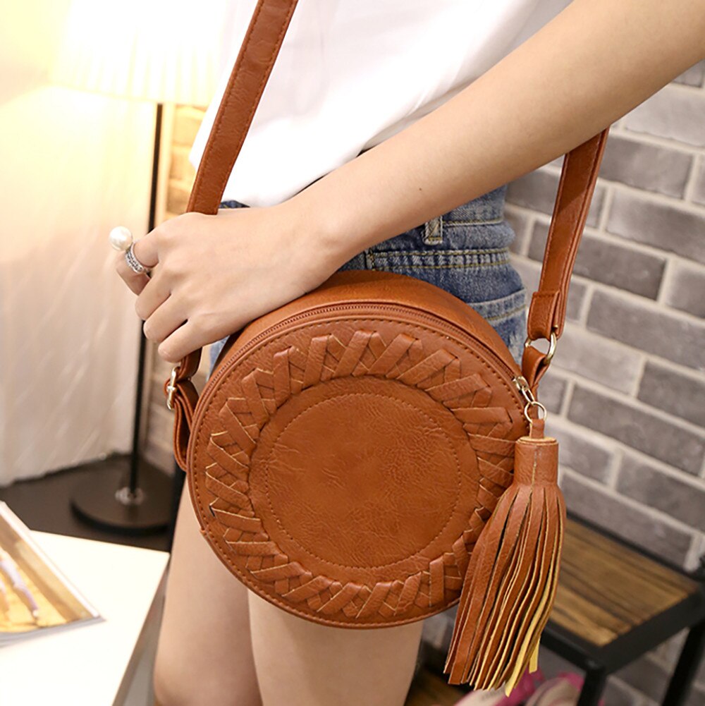 Bolsa para damas tejido bolsa de paja para playa verano Mujer círculo mano Bali redondo Retro de mimbre bolso versátil bolsas # G67: B