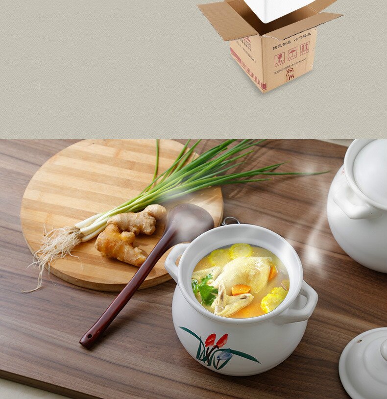 Inländischen Keramik Auflauf Suppe Stein Topf Reis Nudel Suppe Topf Weiß Orchidee Topf Hohe Temperatur Beständig Kasserolle Kochgeschirr