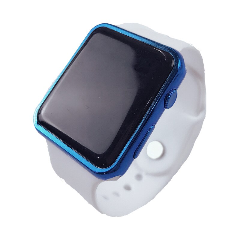 Studenten kijken naar mannen, led digitale horloges, vrouwen, elektronisch horloge, studenten, sporthorloges, siliconen, vierkant horloge, kinderhorloge, klok: Wit blauw