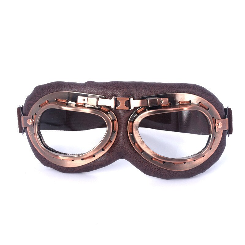 Retro Motorcycle Goggles Classic Brown Motorbike Glasses Cycling Glasses Sports Dustproof Eye Protection Leather Helmet Glasses: J