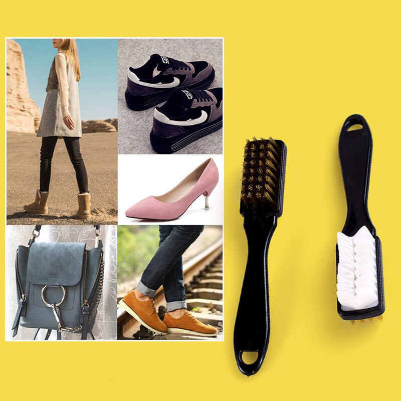 Juego de brochas de goma para limpieza lateral, de 2 pares, aptas para zapatos de piel nobuk de ante, pulidora de zapatos, accesorios para el hogar