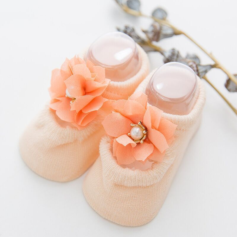 Baby Cotton Spring Newborn Baby Girl Kids Sock Flower Bowknot Lace Anti Slip Summer Sock Ribbon Children Slipper