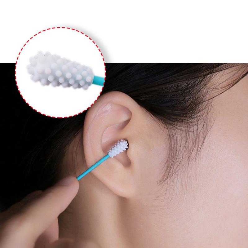 4/2pz tamponi di cotone riutilizzabili pulizia dell'orecchio bastoncini di silicone tamponi di trucco a doppia testa bastoncini strumenti di trucco flessibili morbidi