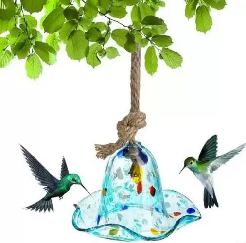 Comedero para pájaros, decoraciones para jardín, comedero para pájaros para jardín, molibrí al aire libre, comedero para pájaros salvajes: Azul marino