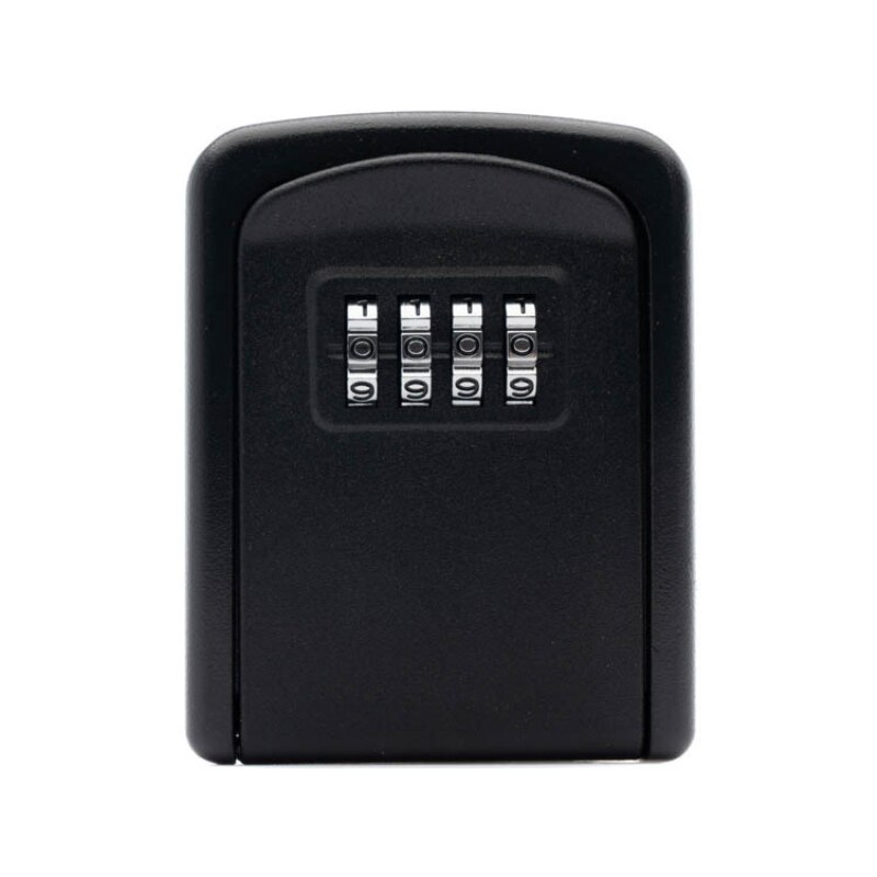 Key Lock Box Wandmontage Aluminiumlegering Sleutel Kluis Weerbestendig 4 Digit Combinatie Sleutel Opslag Lock Box Indoor Outdoor: Black
