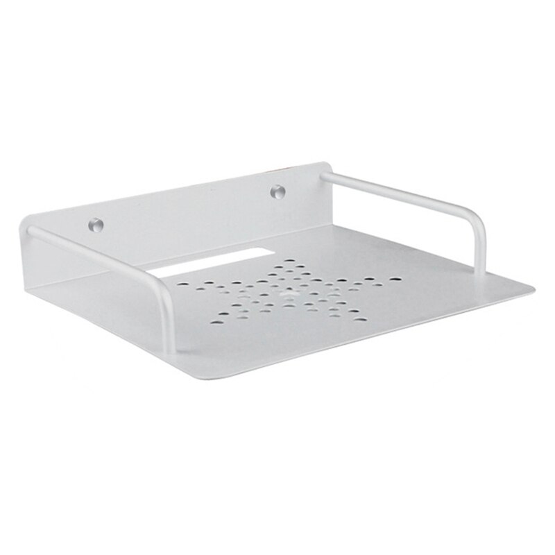 Montado en la pared de almacenamiento de caja de TV estante para enrutador Set Top soporte de caja Mini PC reproductor de DVD, soporte de aluminio de una sola capa espacio: Default Title