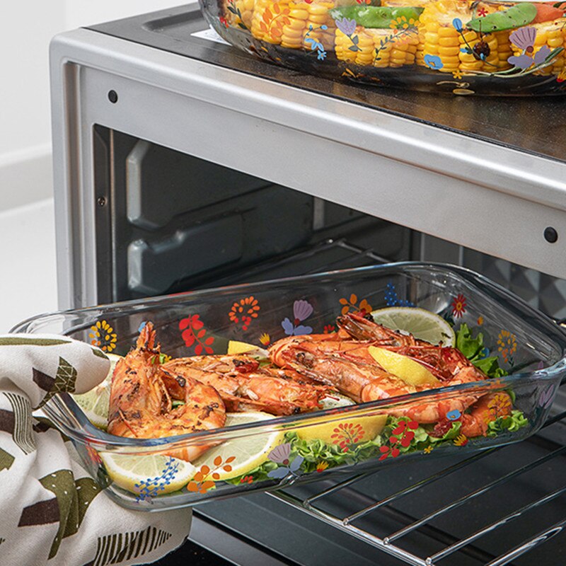 European Glass Transparent Fish Vegetable Plate Soup Salad Dessert Bowl Microwave Oven Non Stick Oval Baking Pan Tableware