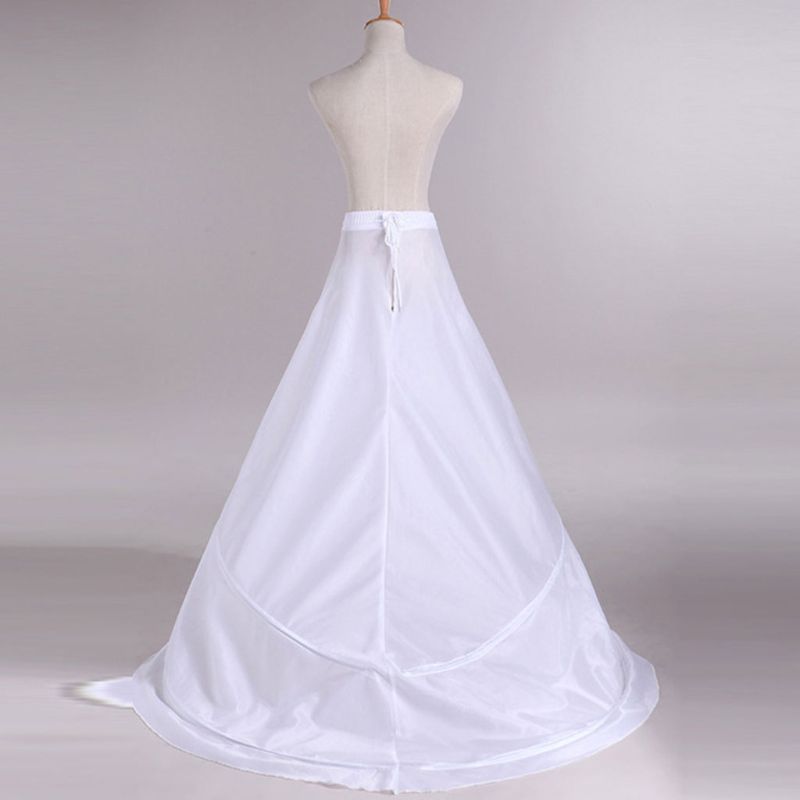 Jupon de traîne pour mariée, robe de mariée, sans fil, 2 cerceaux, taille élastique, cordon de serrage, jupes antidérapantes réglables en queue de poisson E15E