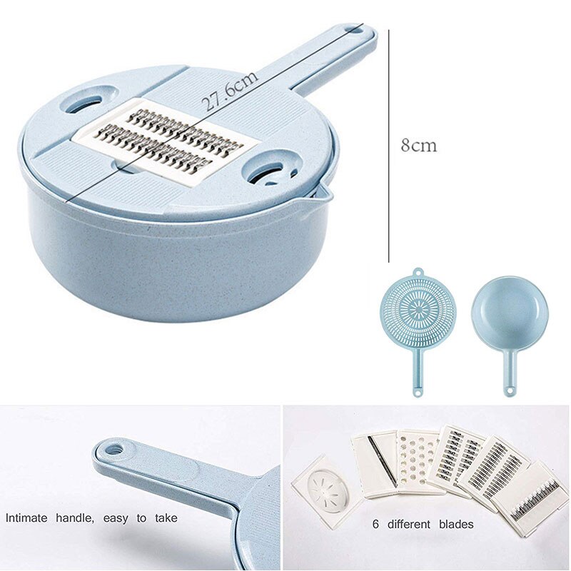 6in1 Gemüse Hobel Cutter Mandoline Schneidemaschine Kartoffel Schäler Karotte Zwiebel Reibe Mit Sieb Edelstahl Klinge Küche Werkzeug