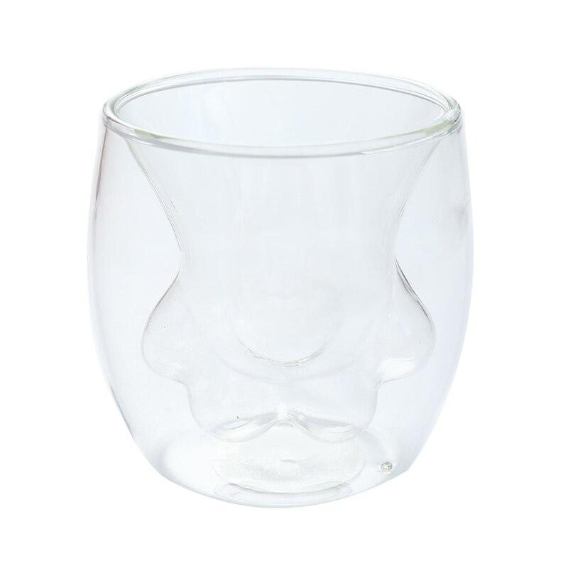 gatto artiglio/zampa tazza Doppio bicchiere caffè tazza cartone animato carino gatto latte succo tazza bar: trasparente