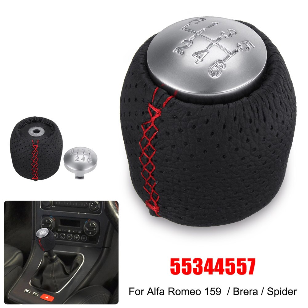 6 Gear Shift Knob Leather + Hood for Alfa Romeo 159 (05-11) Brera Spider M8617