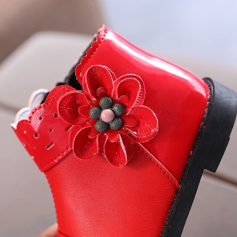 Winter Mädchen schuhe verrotten Leder Schnee Schuhe Baby Mädchen Blumen- Knöchel Stiefel freundlicher Prinzessin Schuh Warme Plüsch Anti-rutschig Kleinkinder