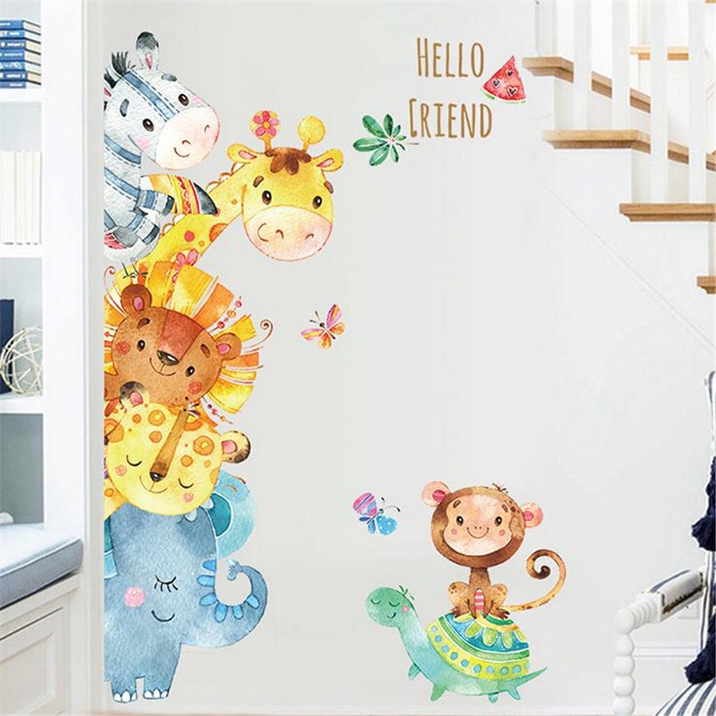 Children's room kindergarten room decoration door sticker Cartoon Hand-painted Animal Stickers Children Room Decoration Stickers