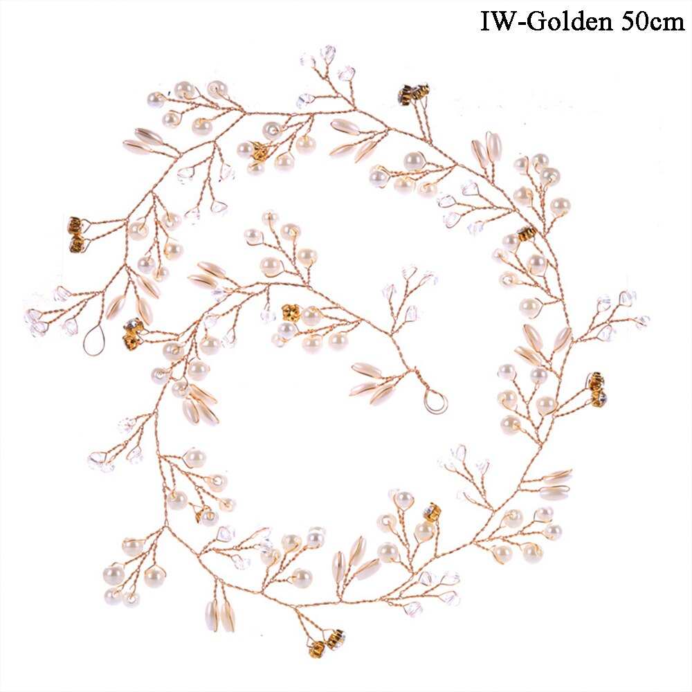 Traugel luxe gouden kristallen bruidskroon tiara's koningin voor vrouwen bruidskroon hoofddeksel bruidshaar sieraden accessoires: Iw - gouden 50cm