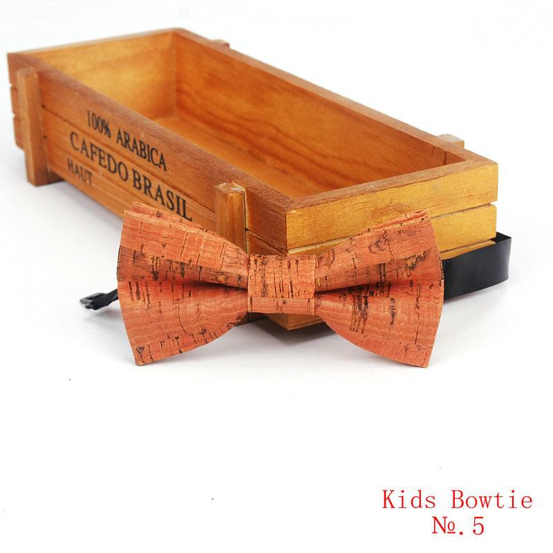 Brnad Neue freundlicher Kork Holz Bogen Krawatten freundlicher Neuheit Handarbeit Solide Krawatte für freundlicher Hochzeit Party verrotten Holz bowtie: Kinder-5