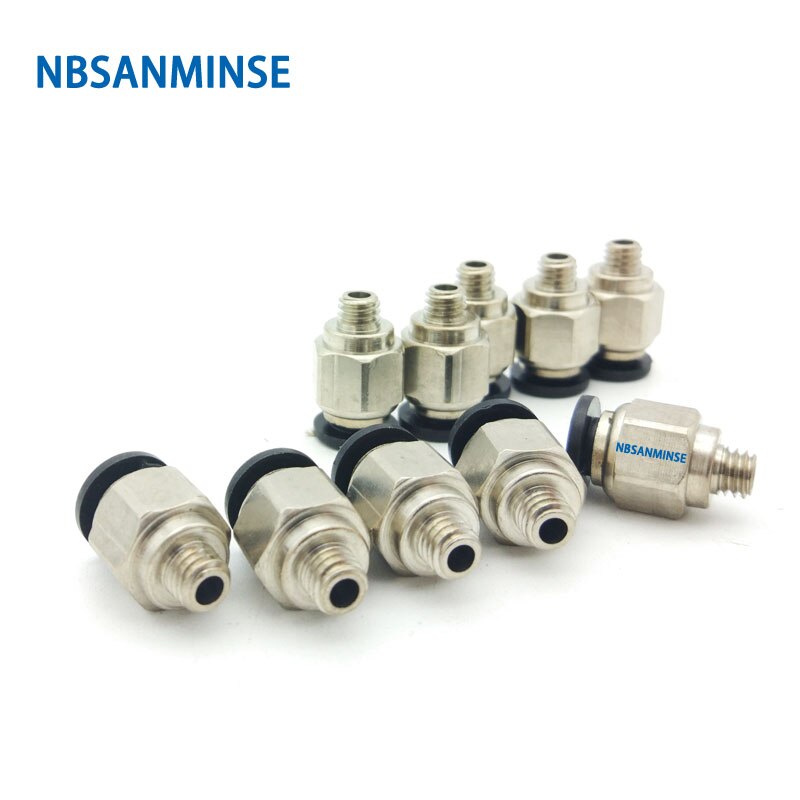 10 stks/partij PC M5 M6 1/8 1/4 3/8 1/2 Buis Pneumatische Push In Connector Koppeling Air Male Fitting Plastic connector Sanmin