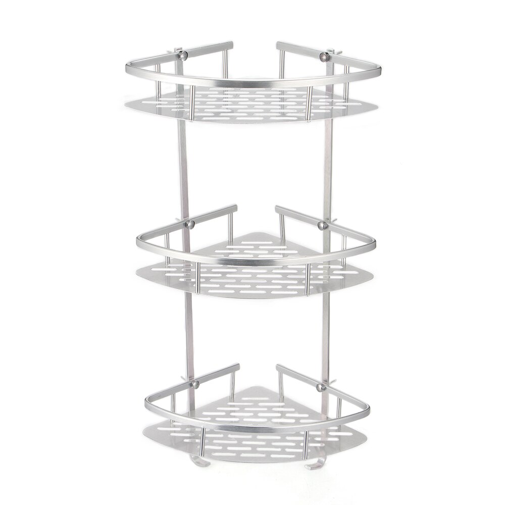 2/3 Layers Triangular Corner Organize Rack Shelves Basket Hanger Shampoo Organizer Shower Bathroom Shelf Kitchen Aluminum: 3 Tier