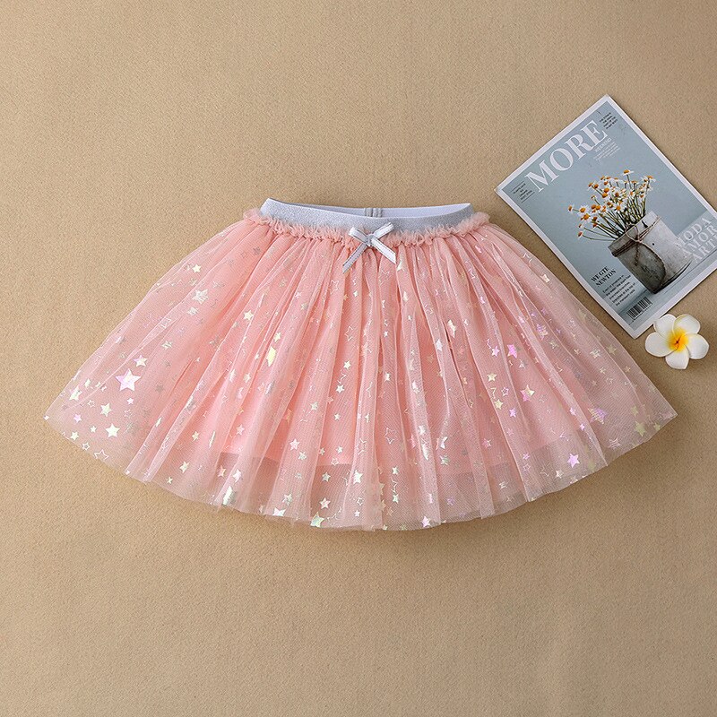 Jupe Tutu rose en Tulle pour filles, tenue de bal avec nœud, taille élastique, vêtements mignons pour enfants de 2 à 7 ans: Pink 2 / 6T-7T