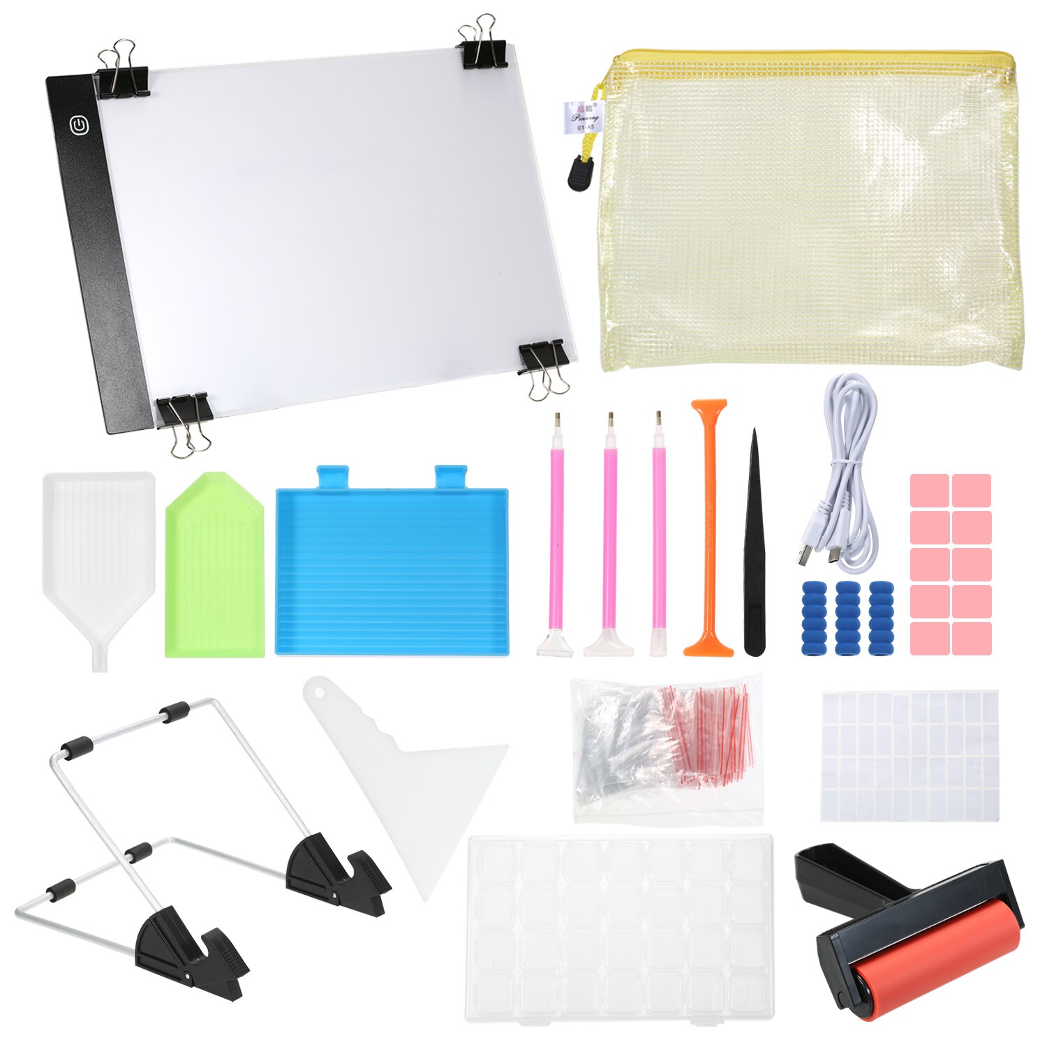 133 stück DIY Diamanten Malerei Werkzeuge und Zubehör Kits mit A4 Tracing Licht Box Multi-Größe Diamant Stift Tablett kits: Set 1