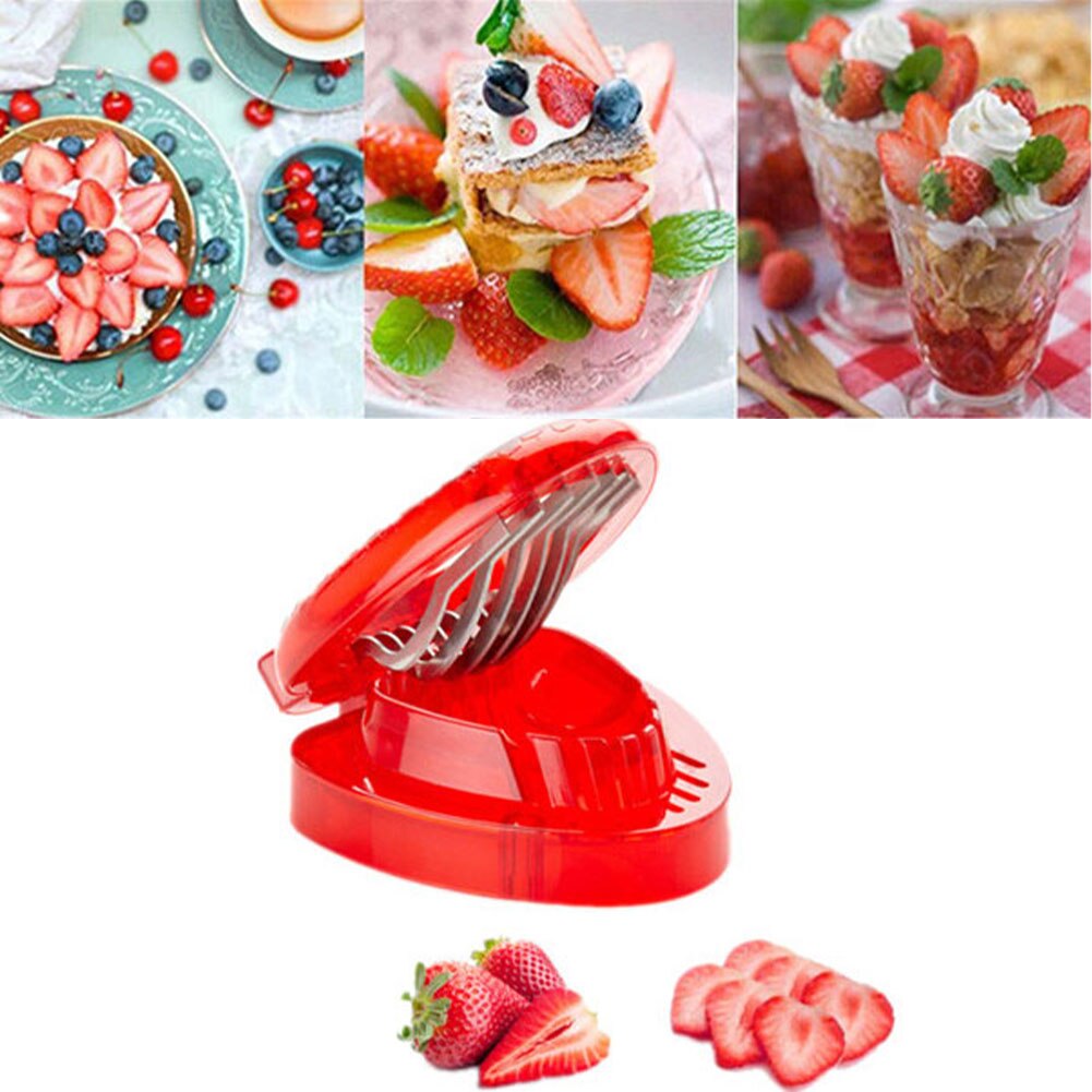 Aardbei Slicer Fruit Prachtige Mooie Verschijning Aardbei Cut Rvs Slicer Keuken Gadget Praktische