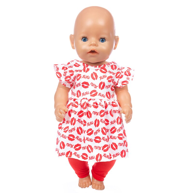 pass 17 tommers født baby 43cm dukke klær tilbehør 3- stykke lue rose kjole til baby bursdag festival: Q -103