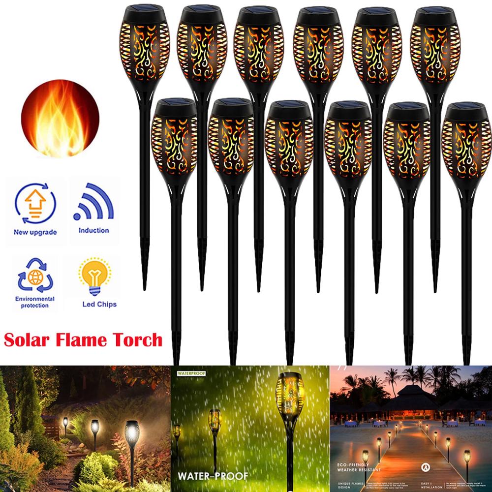 LED Solar Flame Light Outdoor Torch Lamp Flickering Waterproof Garden Decoration Landscape Lawn Lamp Path Lighting Spotlight