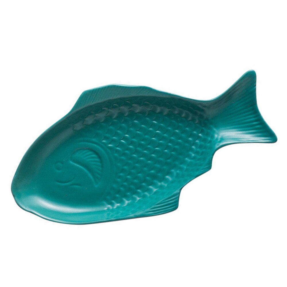 1PC céramique vaisselle créative assiette poisson en forme de plat stockage poisson Pan pour Restaurant maison dîner (11 pouces, rouge)