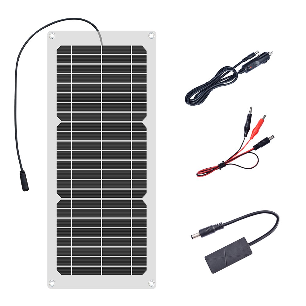 placas solares 10w 20w 30W painel solar portátil carregador de bateria kit com portas USB e 18V DC para banco de energia de telefone celular RVs de barco de carro fora da rede carregue baterias de 12V e dispositivo 5V: 12V 10W solar paenl