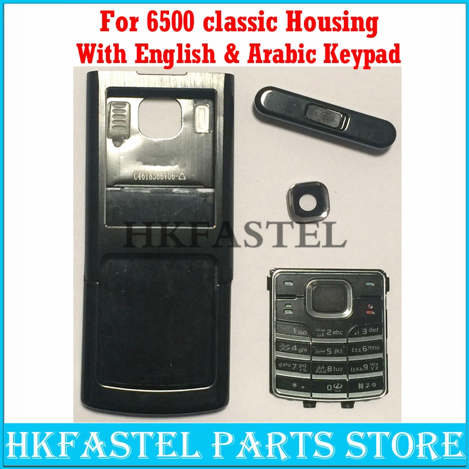 HKFASTEL For Nokia 6500c 6500 classic Black Full Mobile Phone Housing Cover Case + English arabic Keypad,