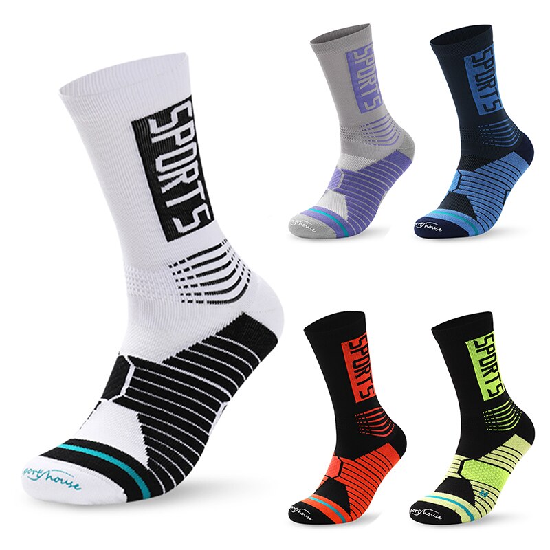 Men Outdoor Sports Basketball Socks Men Cycling Socks Compression Socks Cotton Tube Sock Sweat Deodorant for Men White Sock