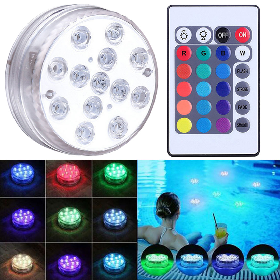 13 led rgb onderwaterlamp op afstand bedienbaar onderwater nachtlampje tuin zwembadlamp voor bruiloft feest vaas kom