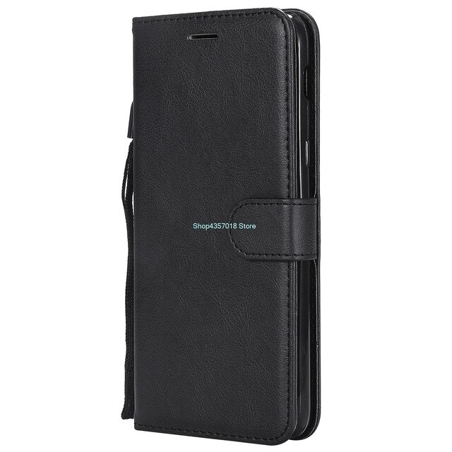 Leather Flip Cases for Huawei Y6 Pro SLA-L22 SLA-L02 Phone Cover Book House for Huawei Y6Pro SLA L22 L02 Full housings: Black