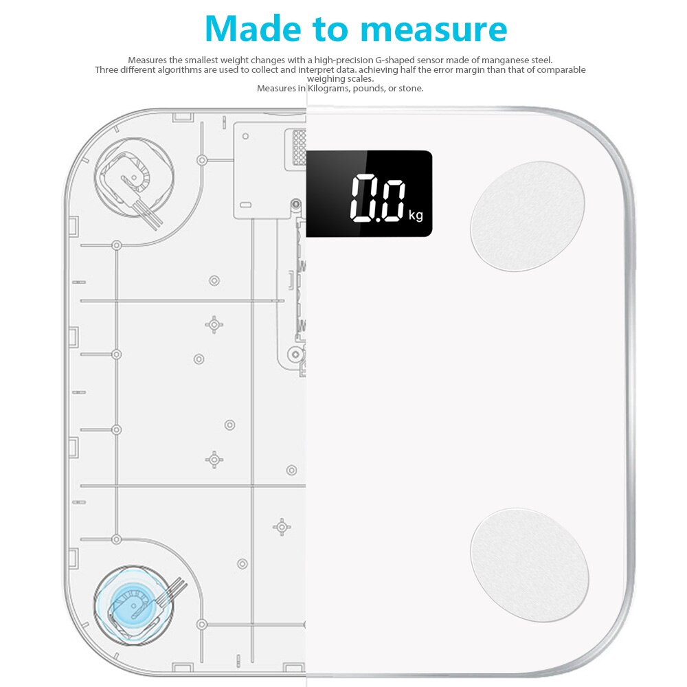 Digital Bluetooth Scale Smart Bathroom Floor Weight Scale LED Backlit Display Scale Display Weight Body Fat BMI Body Composition