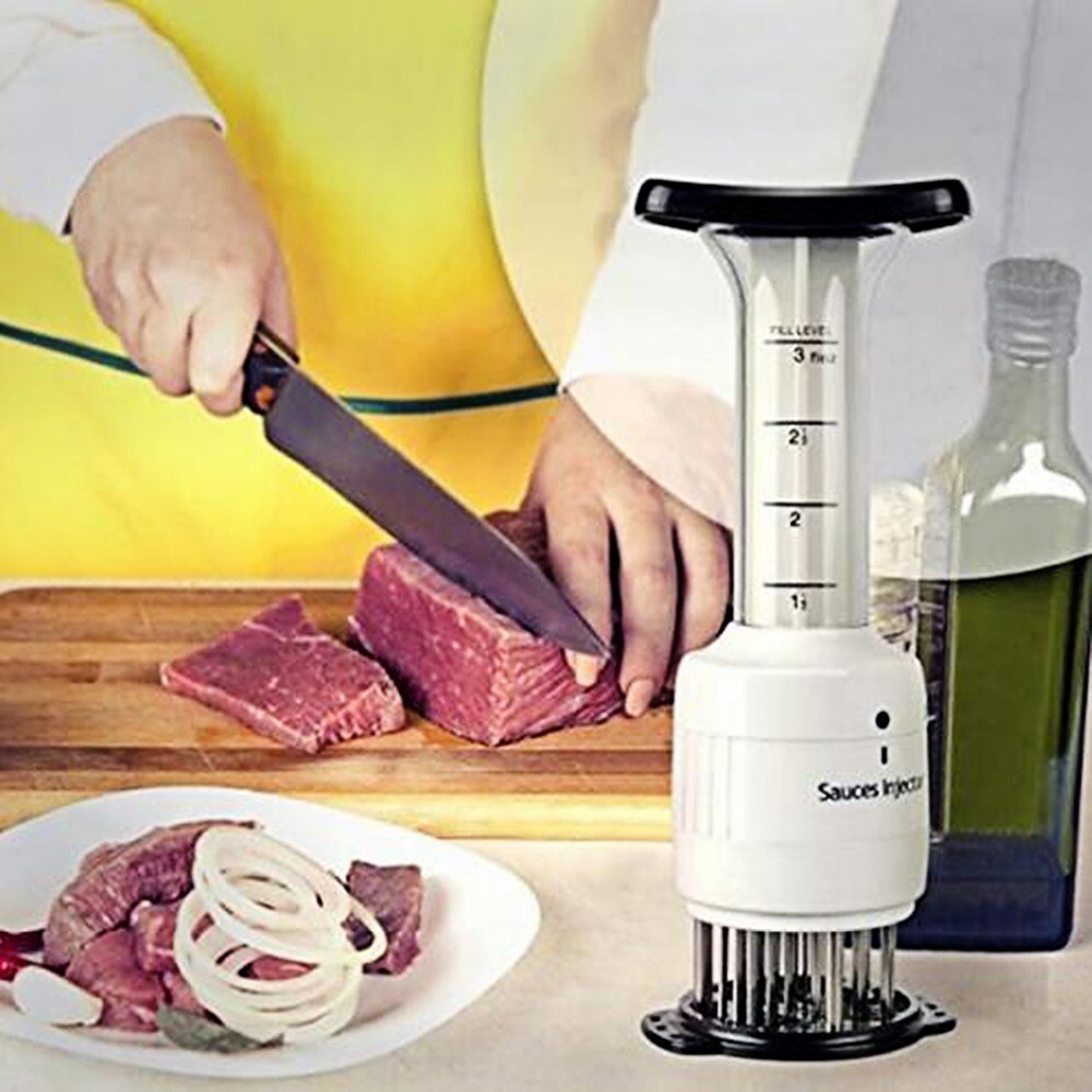 Gekwalificeerde Vlees Vleesvermalser Naald Voor Steak Vlees Injector Marinade Smaak Spuit Met Roestvrij Staal Keuken Gereedschap