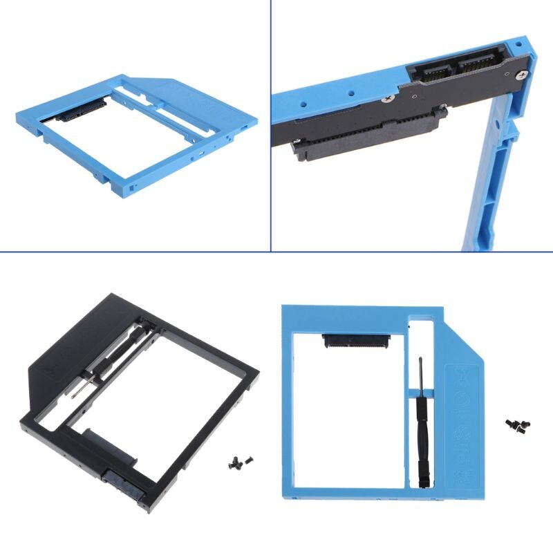 Second HDD Caddy 2nd SATA To SATA 2.5" HDD SSD 9.0mm Enclosure For Laptop ROM