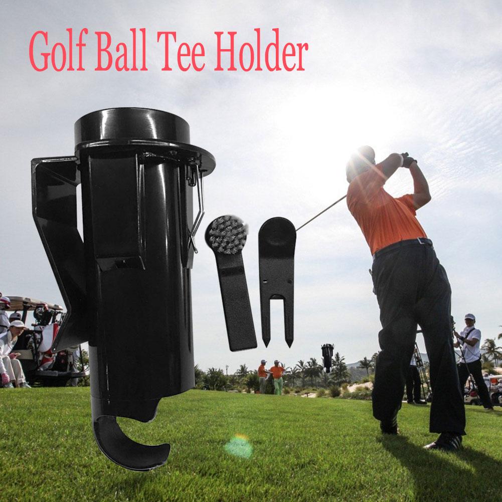 Outdoor Golf Ball Tee Holder Cup Golf Clip Grabber Divot Tool Portable Storage Box Golf Cleaning Tools With Brush Golf Accessory