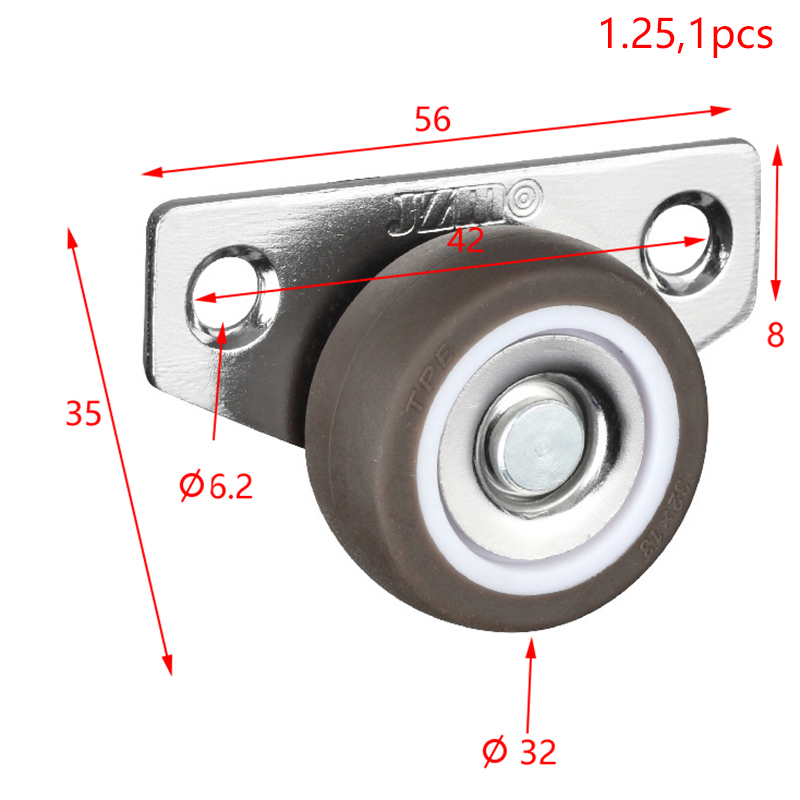 1/4Pcs Small Furniture Caster Wheels Low Profile Rubber Rolling Castor Wheel Mini Rigid Silent Caster Wheel for Cart Drawer: Silver