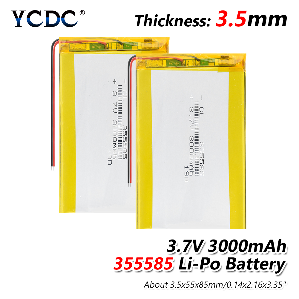 355585 3000mAh 3.7V Lithium Polymer Rechargeable battery For phone E-Book Onyx Boox PAD LAPTOP MP4 MP5 GPS DVR Power Bank