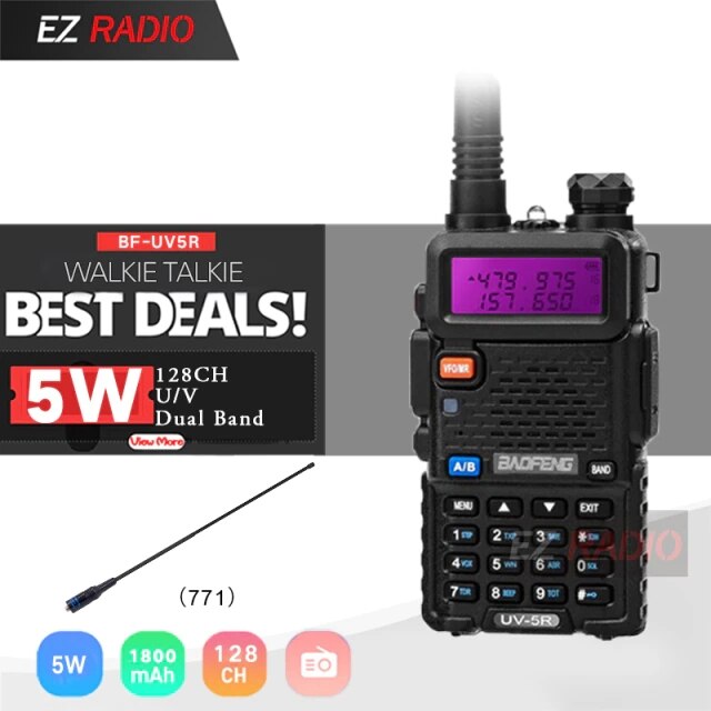 Baofeng UV-5R Walkie Talkie Dual Band 2 Manier Cb Ham Radio UV5R 5W Vhf Uv 5R Hf Transceiver uv 82 Snelle Levering Van Polen Eu: Black-NA771