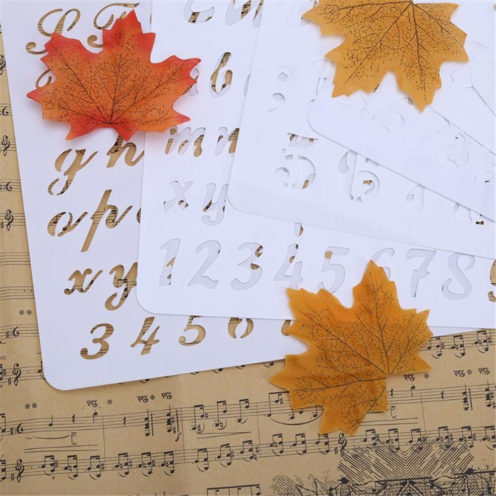 27cm Stencils English Alphanumeric Pattern Engraving Templates Hollow Ruler Drawing Template Stationery