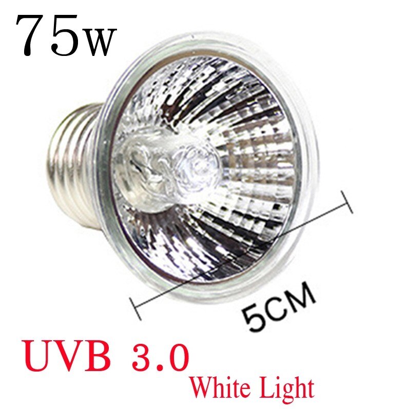 Bombilla para reptiles UVA + UVB de 25/50/75/100W, lámpara de calor, para tortugas, anfibios, lagartos, controlador de temperatura: 75W white light UVB