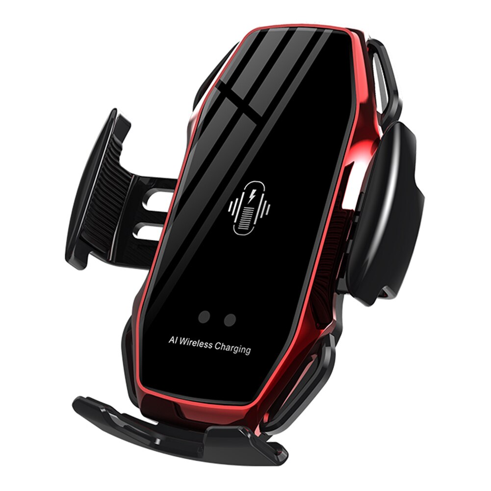 15w universele auto draadloze oplader telefoonhouder snellader 360 graden rotatie oplaadbeugel voor smartphones: B rood