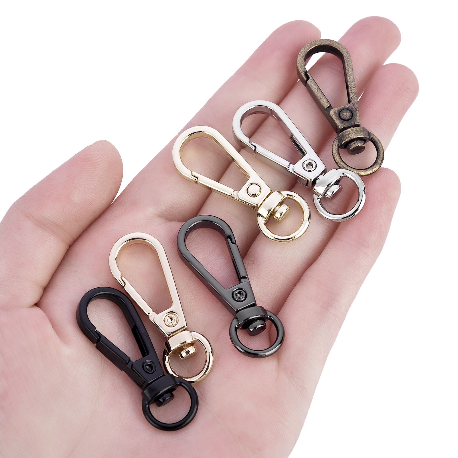 impostato di 5 chiusure girevoli con moschettoni per cordino con anelli portachiavi Ganci per clip portachiavi per catena braccialetto collana fai da te