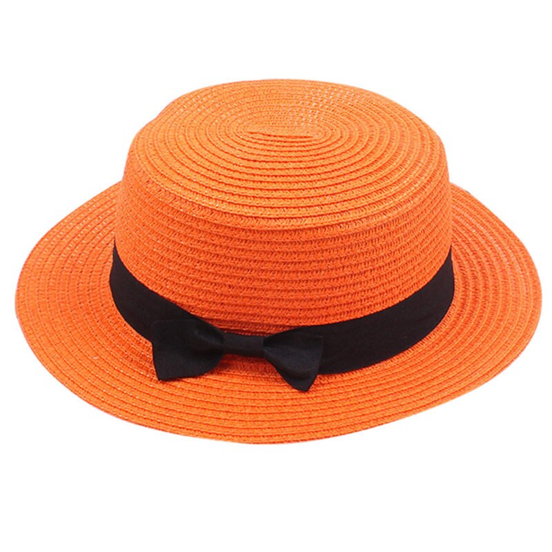 Chapeau d'été pour femmes, casquette unisexe à large bord en laine, ceinture en feutre, haut plat, Fedora, fête, église, Trilby,: Orange