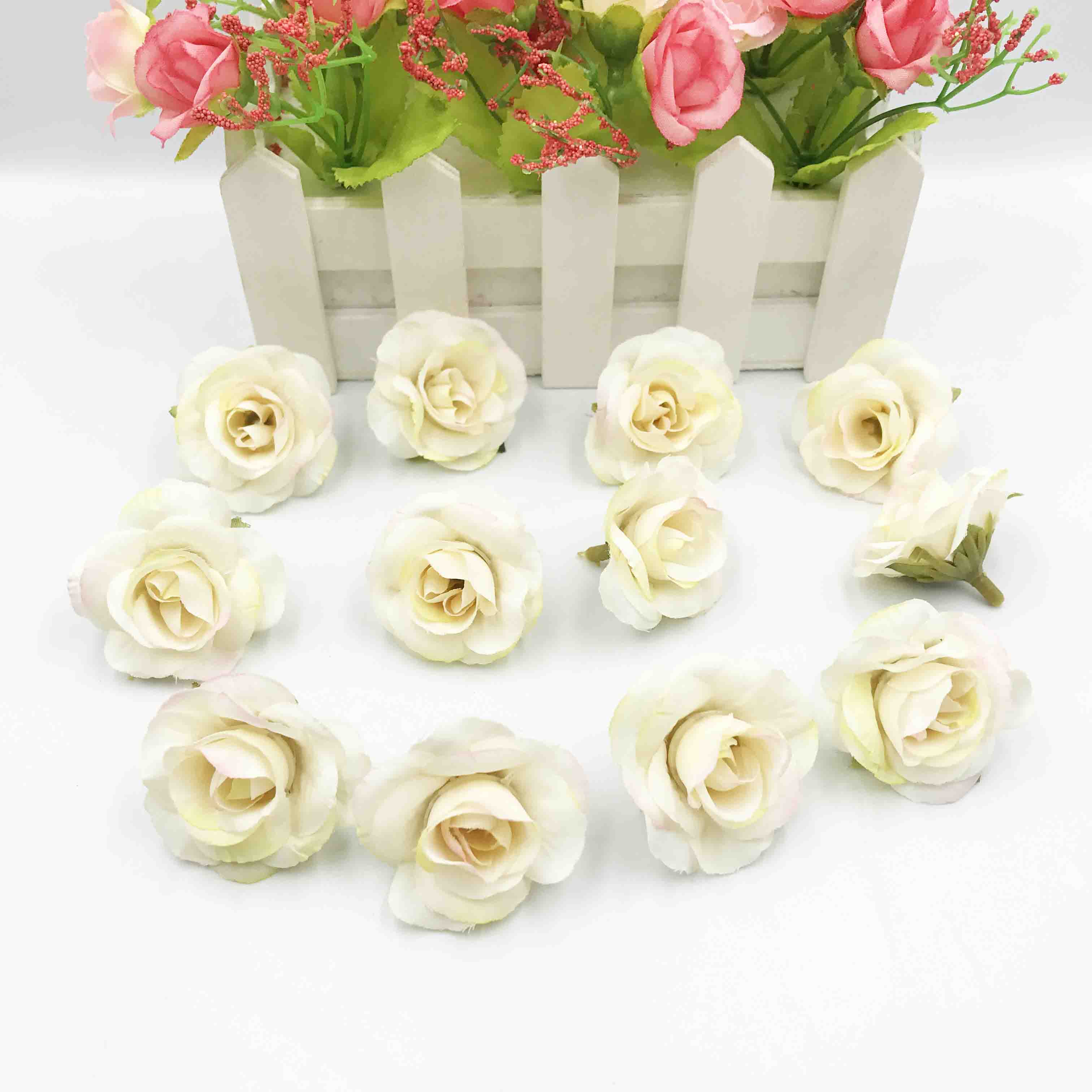 10 stuks kunstbloemen, 4cm zijden rozenbloemen, bruiloftsfeest, huisdecoratie, doe-het-zelfkrans, plakboekdoos, knutselwerkje: 12