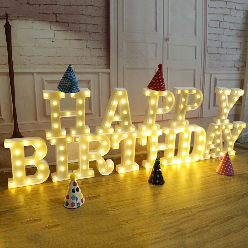 3D Weiß Alphabet LED knapp Licht Romantische Hochzeit Stehen Buchstaben Lampe Lichter Licht hoch Weiß Kunststoff Valentinstag Liebe QW224