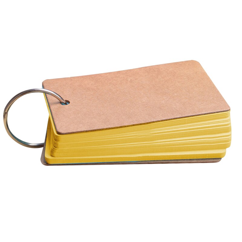 Kawaii Cute Loose-Leaf Portable Buckle Binder Notes Flash Cards Memo Pads DIY Blank Card Stationery Quotes Words Memory Notebook: Yellow