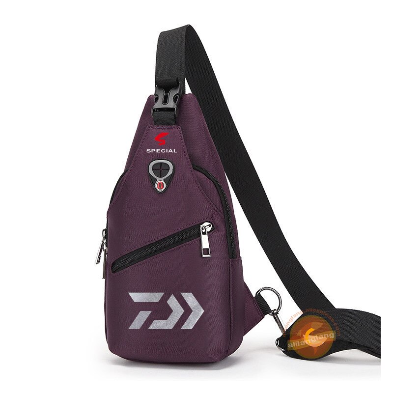 Daiwa Fishing Backpack Waterproof Fishing Lures Reel Bag Straps Fish Tackle Bag Fishing Chest Pack Multi-pocket Tackle Bag 44#: Purple