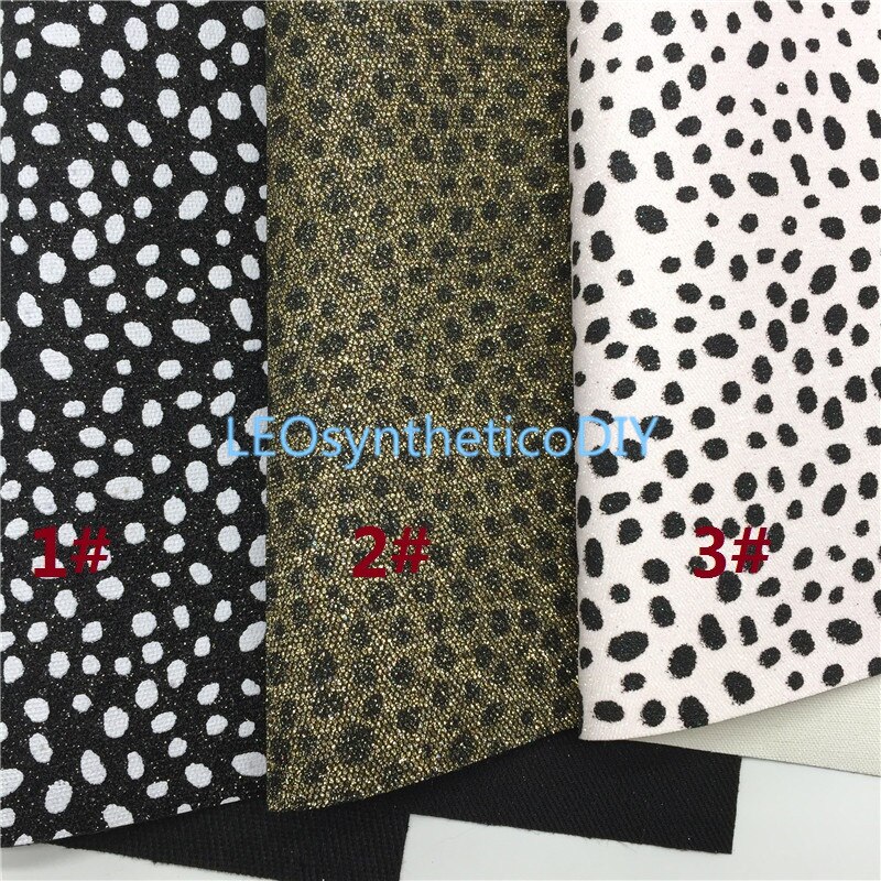1PC 21X29CM Glitter Fabirc, Dots Printed Glitter Leather Sheets For Making Bows LEOsyntheticoDIY T433A
